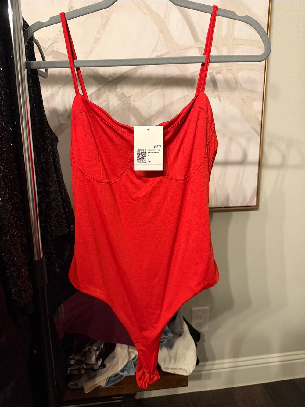 Forever 21 Red Spaghetti Strap Bodysuit